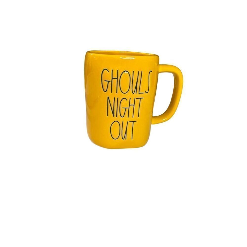 Rae Dunn Ghouls Night Out Yellow Halloween Ceramic Mug